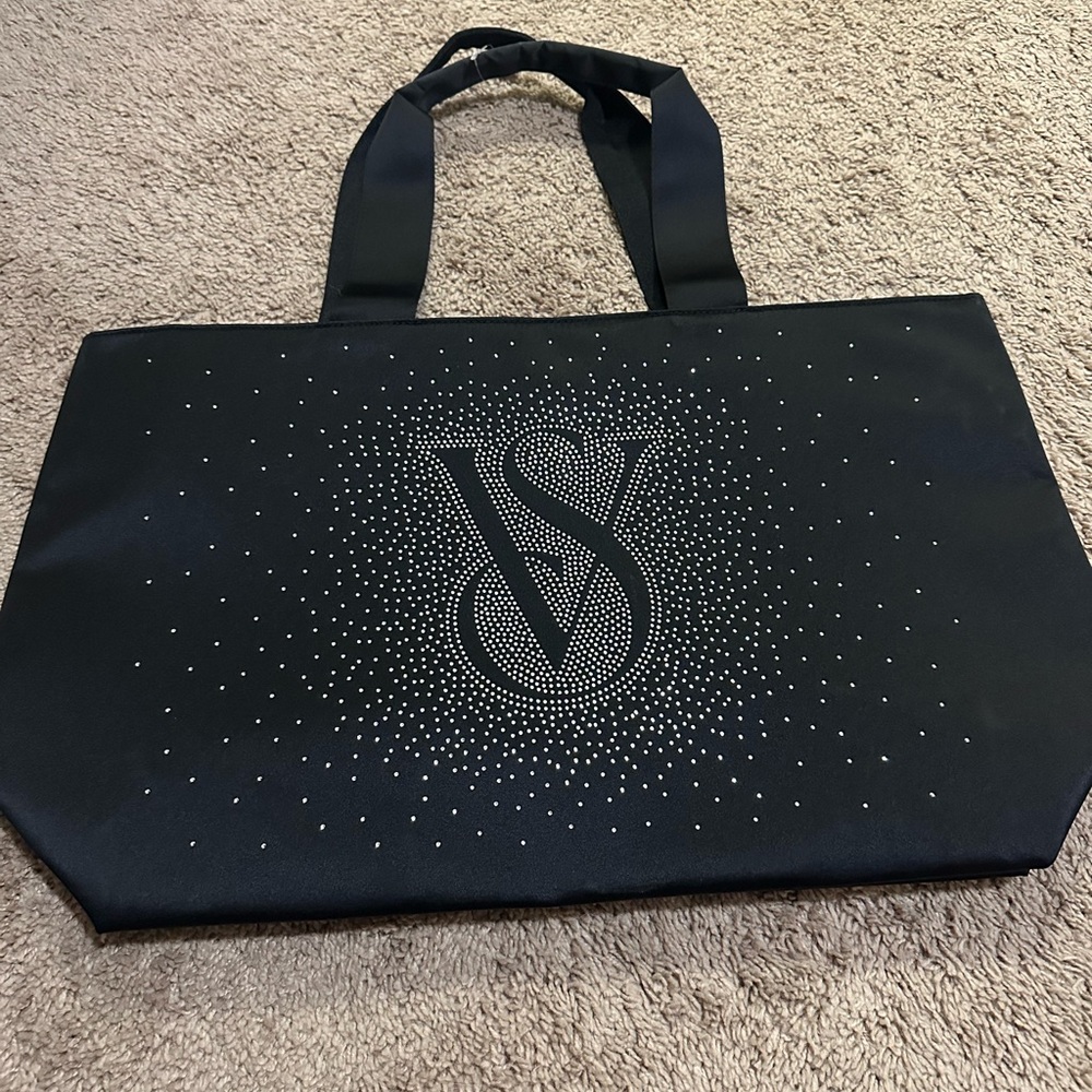 Victoria's Secret Black Tote with Crystal VS Logo